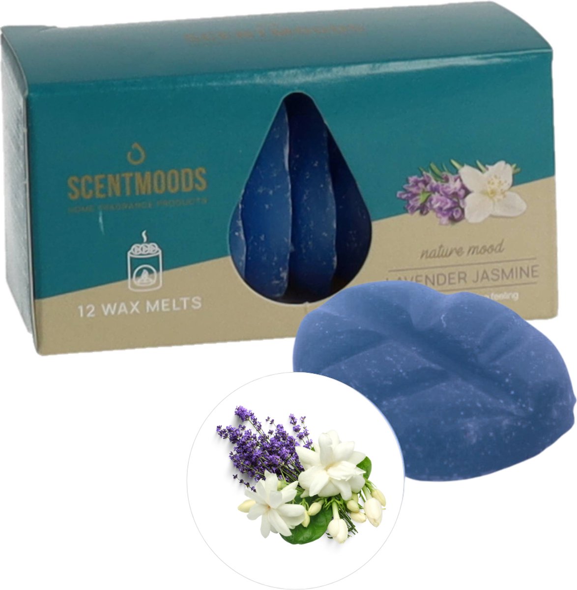 Scentmoods Lavendel Jasmijn Geurchips - Geurblokjes - Huisparfum - Geurchips - Waxmelts - Geschikt voor Geurbrander en Waxbrander - 12 Stuks