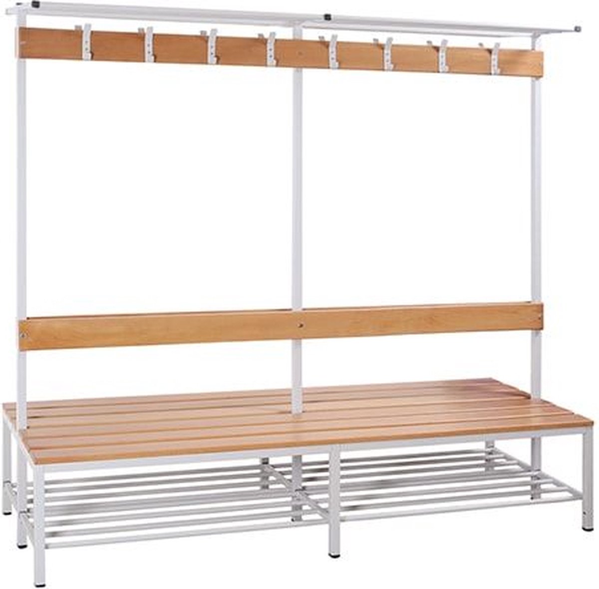 Garderobe set voor kleedkamers met bank, en hoeden/schoenenplank 189cm x 100cm x 80cm Dubbelzijdig