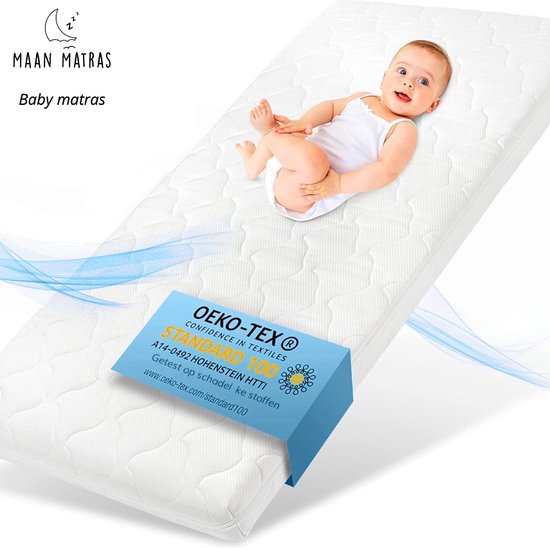 Maan matras ® Baby matras - Ledikant matras - 70x140 x10 - Wasbare hoes - Anti allergisch