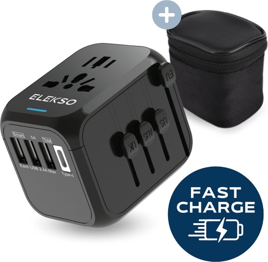 Adaptateur Universel De Voyage Pour 170+ Pays, International Prise Universelle Avec 3 Usb-A Et 1 Usb-C, Adapteur Voyage Pour Usa U