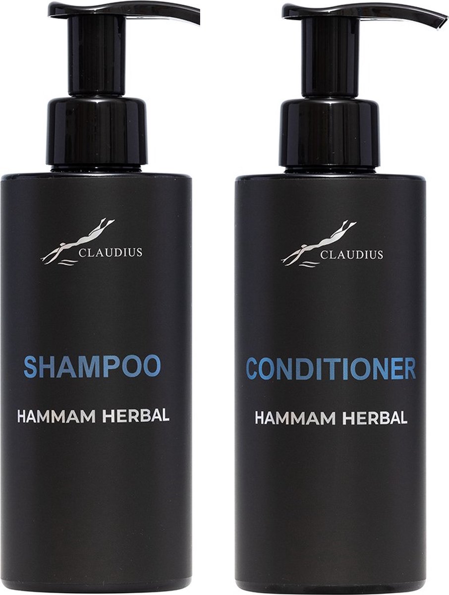Goedkoopste Douchepakket Hammam Herbal - Shampoo Conditioner - 300 ml per fles - Claudius Cosmetics - bodycare - luxe fles - set van 2 stuks - Cadeau