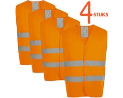 Technosafety Veiligheidshesjes 4 stuks Oranje - met Reflectie - Veiligheidsvest familiepak - Reflectievest – Veiligheidshesje