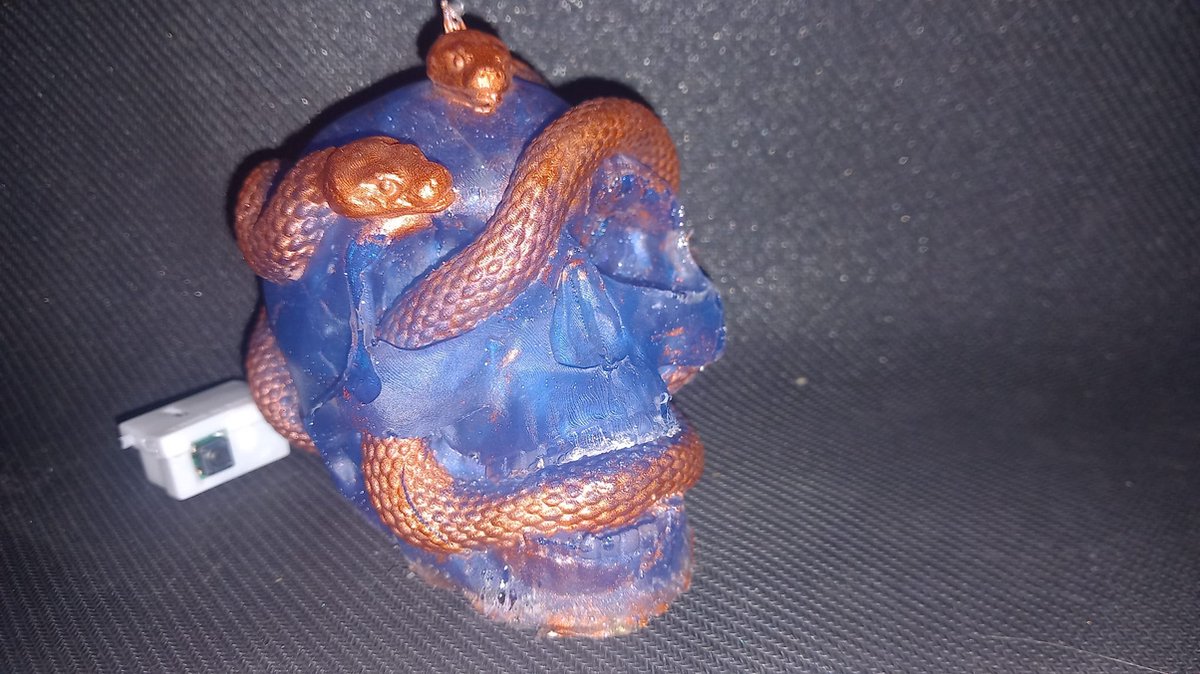 starwolf, lampje skull met slang, blauw/bruin, geschenk, uniek