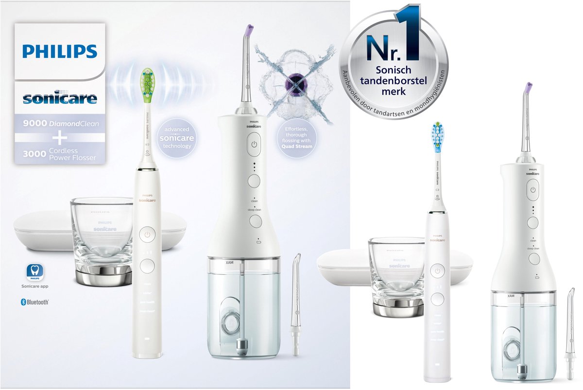 Philips Sonicare DiamondClean 9000 HX3886/43 + Power Flosser Zwart