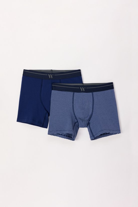 Woody duopack boxer homme - rayé bleu foncé (long) - 242-12-QLC-Z/057 - taille L
