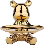 Statue, figurine d'ours, plateau décoratif, sculptures d'ours avec plateau décoratif, ours en peluche, figurines décoratives, bol à clés, bol décoratif pour dessert, cosmétiques, bijoux