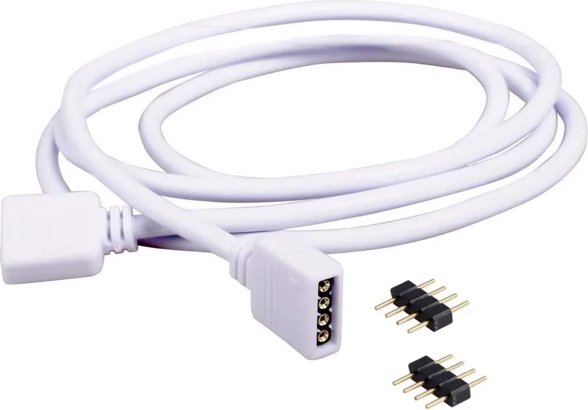 4-pins 10 mm led connector - wit - Smartkabel - RGB - verlengkabel - 1 meter - koppelbaar