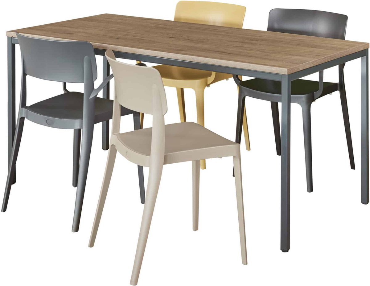 ABC Kantoormeubelen Bureautafel of kantinetafel breed 120CM diep 60CM bladkleur Kersen framekleur Wit (RAL9010) Wit (RAL9010)/Kersen
