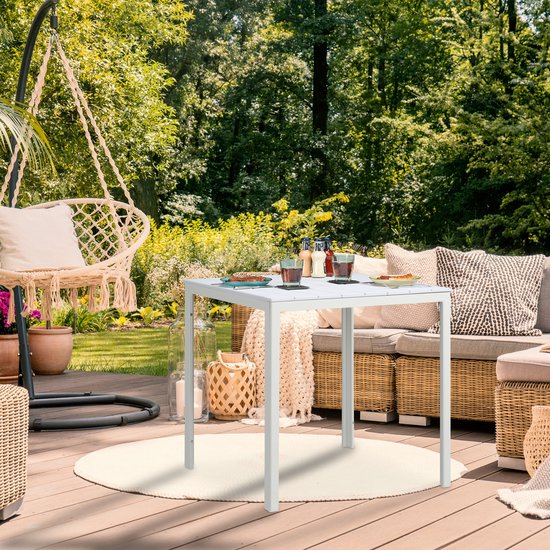tectake® - Tuintafel 150 x 90 x 74,5 cm - Weerbestendig, eenvoudige montage - Verstelbare pootjes - Aluminium frame met kunststof tafelblad - zwart