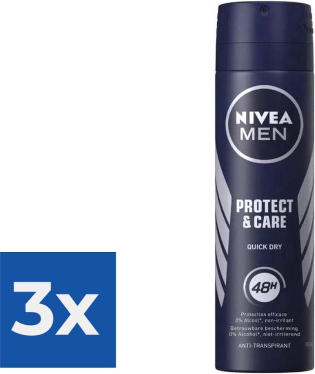 Goedkoopste Nivea Men Deodorant Spray Protect & Care 150 ml - Voordeelverpakking 3 stuks