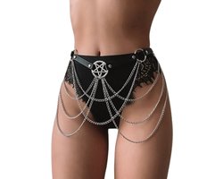 Festival harnas ketting - RVS en Leder - Feest - Verstelbaar en one size - Riem