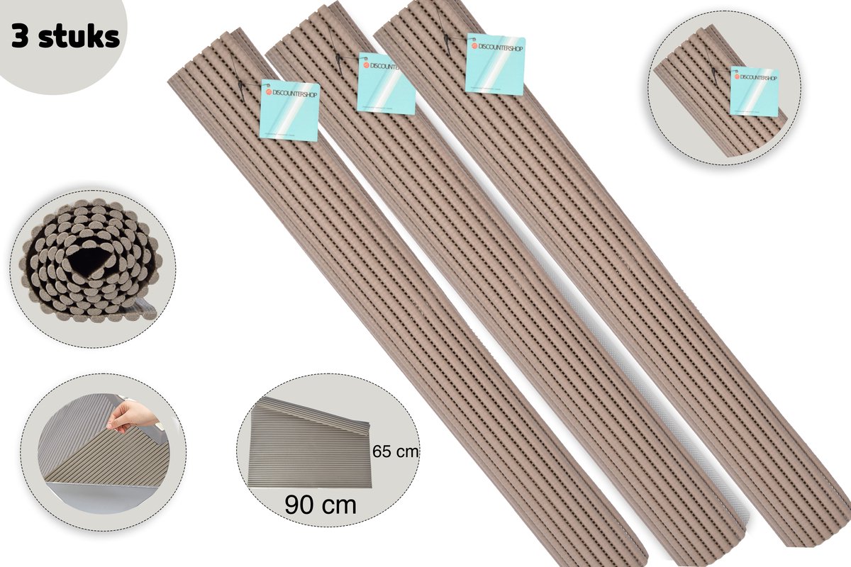 Anti-slipmat Beige – 90 x 65 cm – Set van 3 – Keukenlade of Onderzijde Beschermer