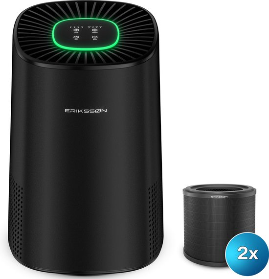 Foto: Erikss n luchtreiniger air purifier elite 2x hepa 14 filter zwart 240 m3 u helpt tegen stof hooikoorts huisstofmijt en allergie met hepa filter met ionisator