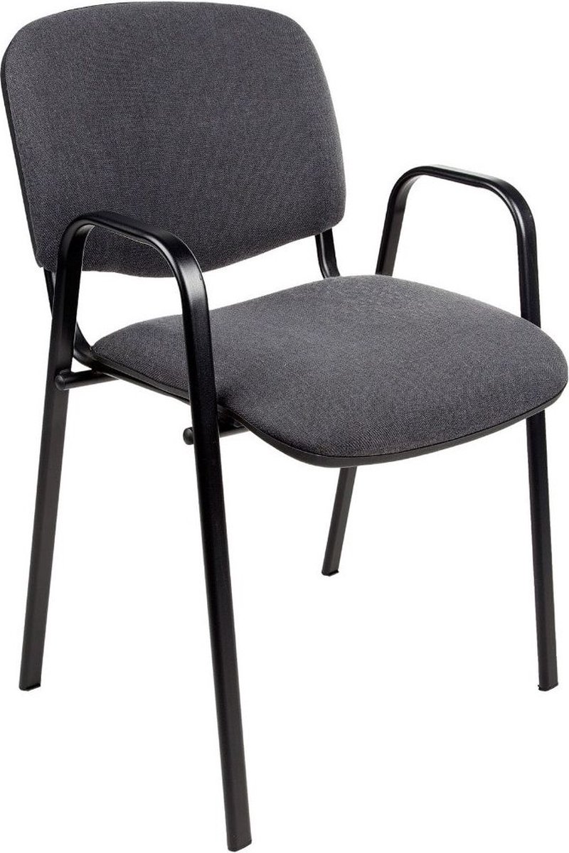ABC Kantoormeubelen Vergaderstoel of conferentiestoel basic chroom frame met armleuningen zwart kunstleer