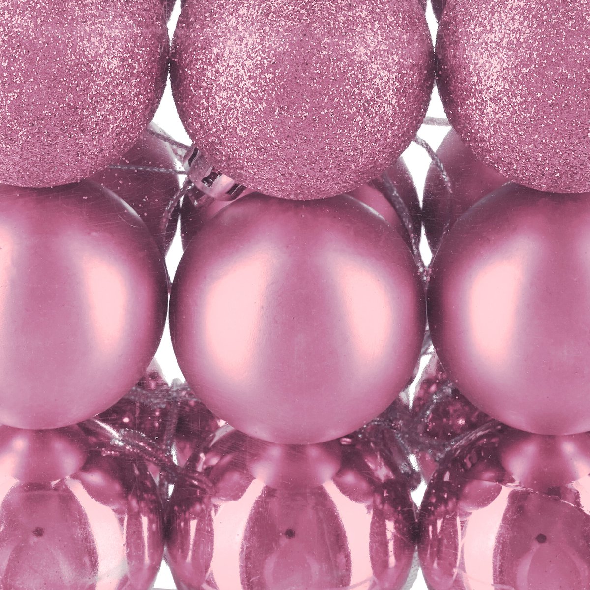 kerstballen - set van 150 - mat - glanzend - glitters - plastic - ∅ 3, 4, 6 cm - roze – foto 8