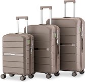 SKYCASES Urban Adventurer - Kofferset - 3-delig - Cijferslot - 232L - Spinner wielen - Reiskoffer met Kofferslot - Lichtgewicht - Champagne