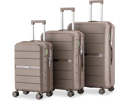 SKYCASES Urban Adventurer - Kofferset - 3-delig - Cijferslot - 232L - Spinner wielen - Reiskoffer met Kofferslot - Lichtgewicht - Champagne