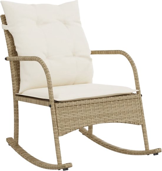 Foto: Vidaxl tuinschommelstoel met kussens poly rattan beige