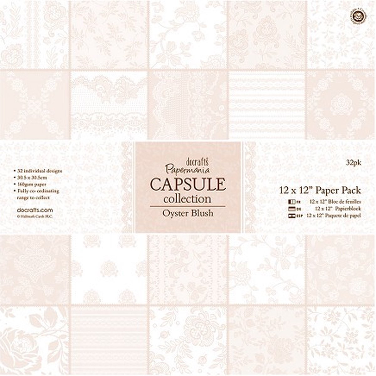Docrafts Papermania Capsule Collection Oyster Blush 30 5 x 30 5 cm. (PMA160220)