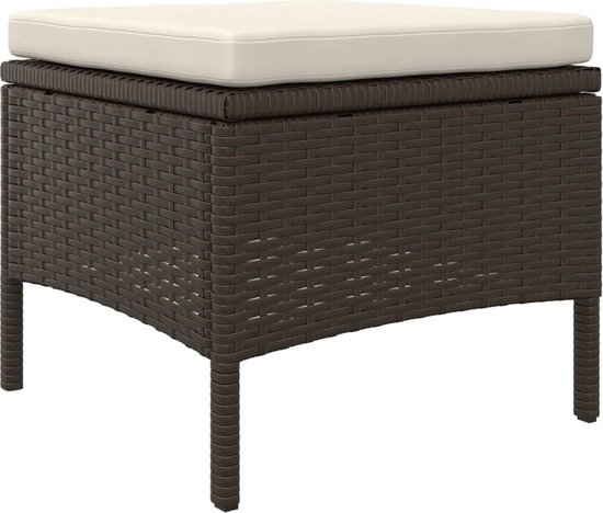 vidaXL - Banc de jardin - 2 places - avec - table - et - repose-pieds - poly - rotin - marron