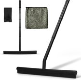 Ollera Raclette de douche extensible – Raclette de sol et raclette de fenêtre 2 en 1 avec crochet de suspension et chiffon en microfibre
