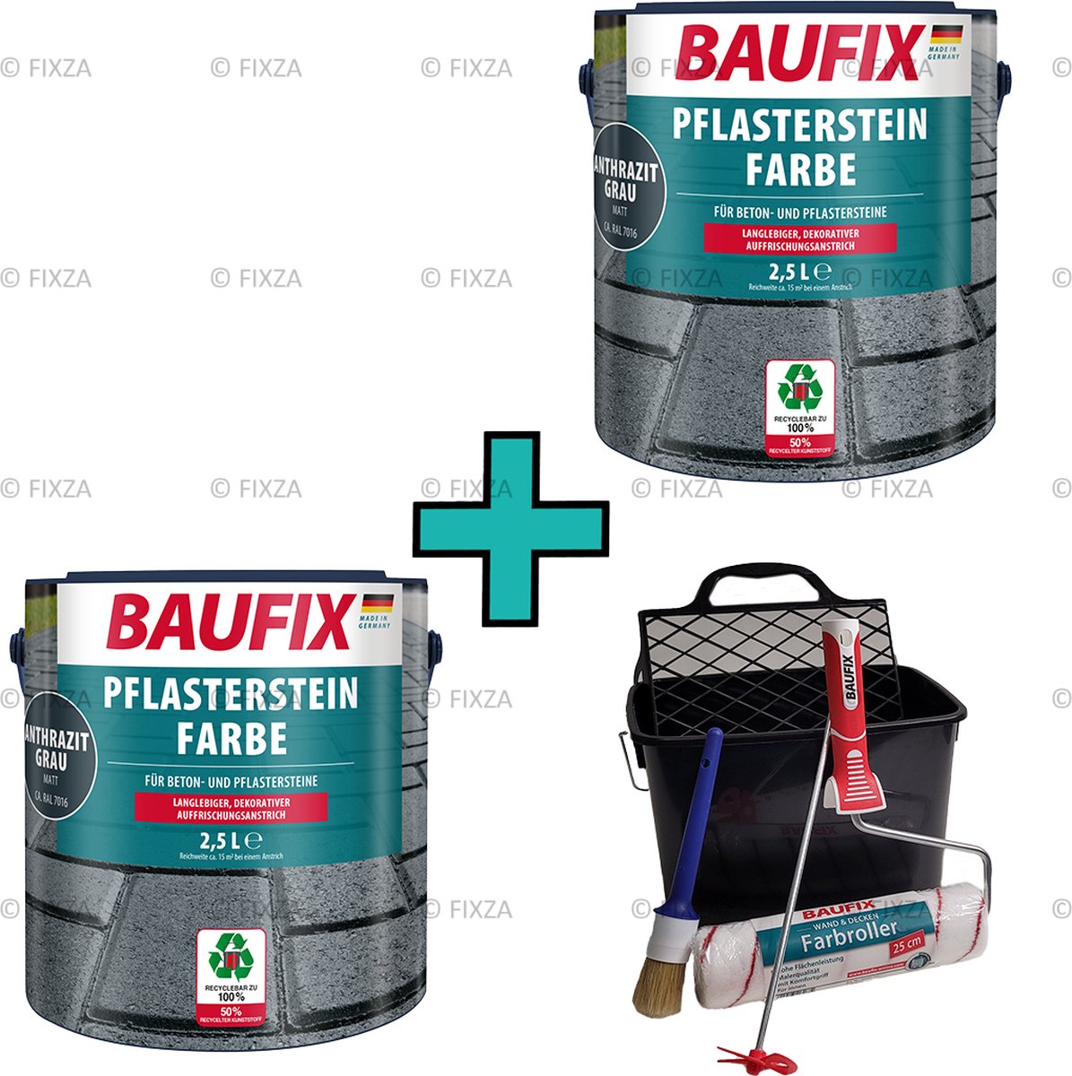 BAUFIX Impregnerende Tuintegel verf antraciet grijs + Verwerking set 15 m²