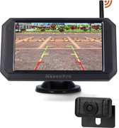 MasonPro Achteruitrijcamera - Draadloze Achteruitrijcamera - Achteruitrijcamera's - Achteruitrijcamera Draadloos - Achteruitrij Camera voor Auto, Bus, Camper, Caravan Vrachtwagen en Landbouw - IP67 Waterdicht - IR Nachtzicht - Complete Set - 5 Inch