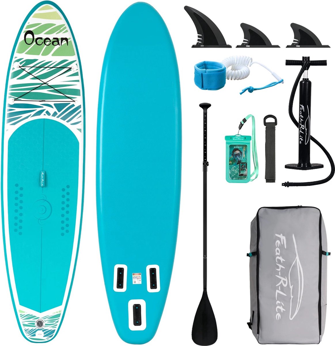 Whoopr® Paddle Supboard Set - Complete set - Opblaasbare Sup Board - 335x83x15 cm