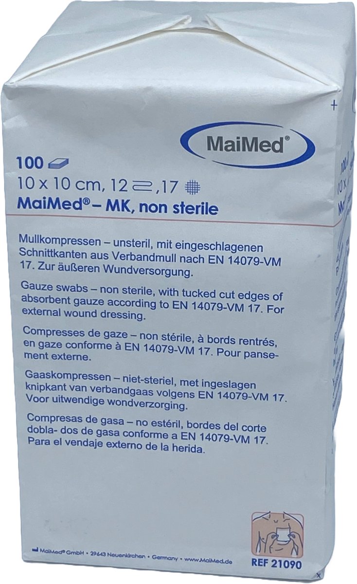 Goedkoopste MaiMed non-woven gaascompressen 10cm x 10cm 12 laags - 100 stuks