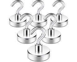 Magnetische haken, 28kg+ Cruise Essentials haak CNC bewerkte basis, ideaal voor grill, handdoek, keuken, deurhouder, sleutels, thuis, kantoor, koelkasten, BBQ, indoor opknoping zilverachtig wit (6)