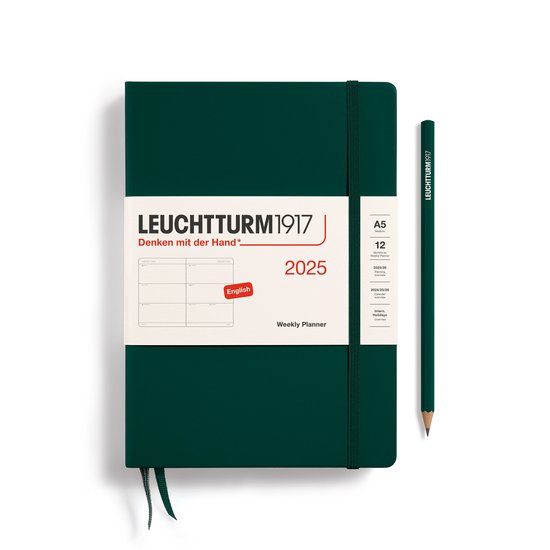 Leuchtturm1917 - Weekly Planner - A5 - Medium - 12 maanden - 2025 - Softcover - Forest Green