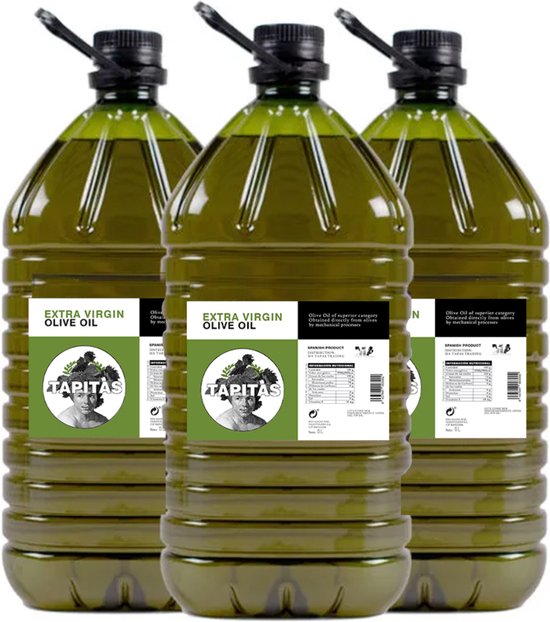Tapitas Olijfolie Extra Vierge 100% 5Liter hoge kwaliteit Olijfolie uit Spanje. Perfect om te koken, Mediterraans, Europees & rechtstreeks van de boer. perfect xmas gift