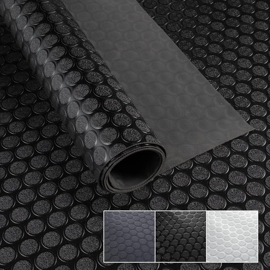 PVC Vloerbedekking Noppenmat – Antislip, Grijs, 100x140cm – Voor Garage, Werkplaats Of Hobbyruimte