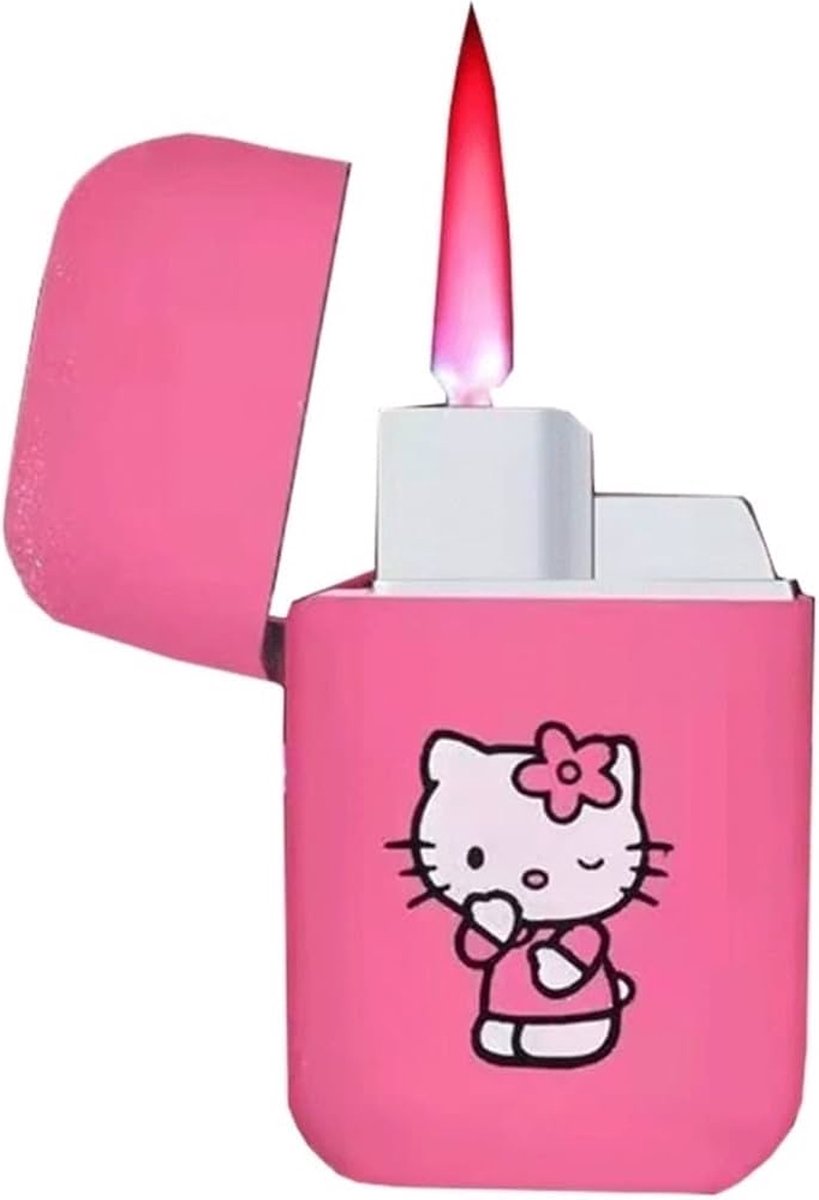 Goedkoopste Hello Kitty Aansteker - Roze Vlam - Hervulbaar en Windproof - vuurwerk aansteker