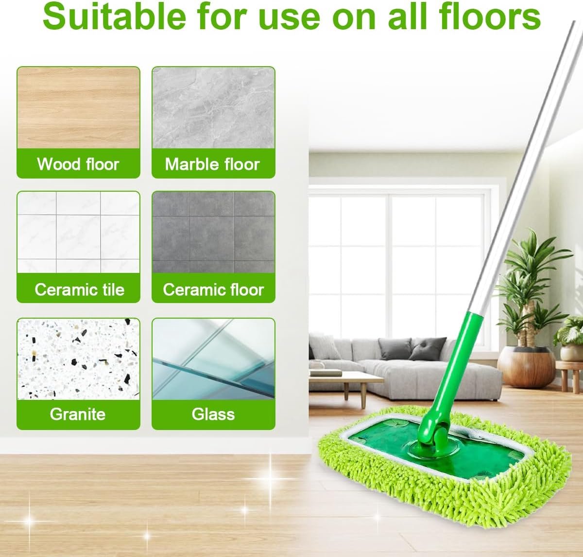 Lot De 2 Serpillères En Microfibre Et Coton-40Cm-Idéal Pour Parquet