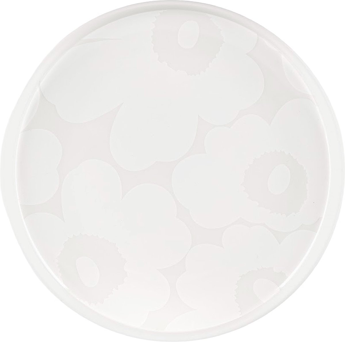 Marimekko ontbijtbord Oiva Unikko wit op wit 20 cm