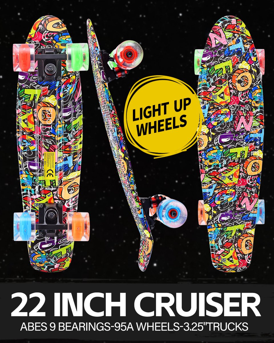 Suotu Skateboard- Wielen met LED-verlichting - ABEC-9 - Tot 50 kg - Skateboard Meisjes/jongens - Skateboard Volwassenen - Cadeau — afbeelding 4