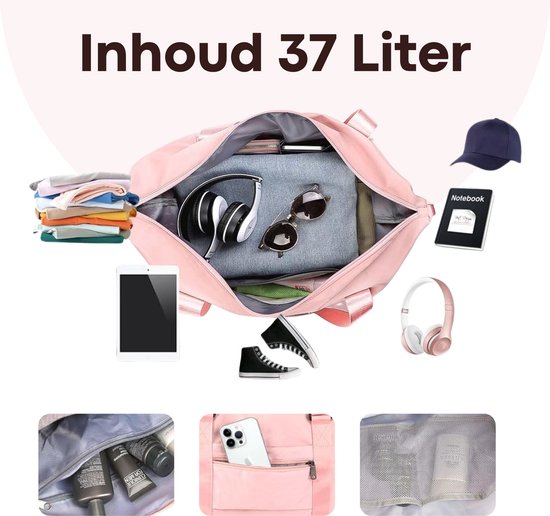 Kioto Travel Bag - Weekend Bag Femme - Bagage à main à main avion - Rose - Hydrofuge