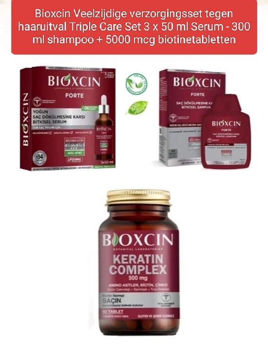Bioxcin Forte Intesieve Anti-Haaruitval Kuur (60 x Tablet 500 mg +1 X Shampoo 300 ml + 3 x 50 ml Serum) - haarverzorging - haar behandeling - haaruitval - Anti-Haaruival
