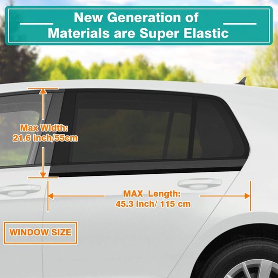 Zonwering voor in de auto met gecertificeerde UV-bescherming - universele zonneklep voor zijruiten - meshmateriaal beschermt passagiers kinderen en huisdieren - 2 stuks (XL) - autozonwering auto accessoires - Zonnescherm van Merkloos — afbeelding 2