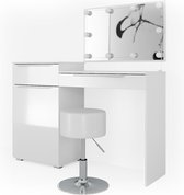 Vicco Lilli Kaptafel set met kruk – 135 cm met LED-verlichting en kruk Wit
