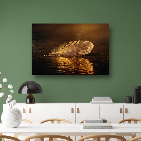 Décoration murale plumes - Tableau nature - Peintures toile Water - Tableau vintage - Peintures toile - Accessoires chambre toile 120x80 cm