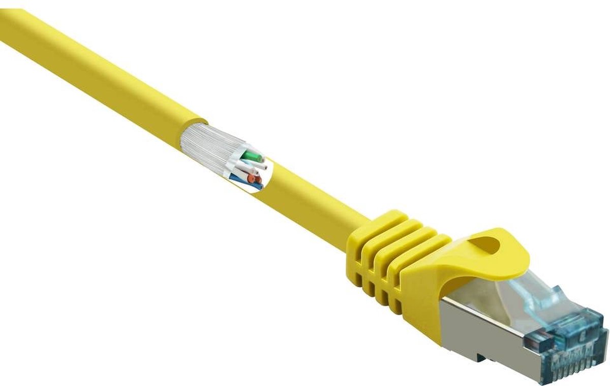 Renkforce RF-5088648 RJ45 Netwerkkabel, patchkabel CAT 6A S/FTP 2.00 m Geel Snagless, Vlambestendig 1 stuk(s)