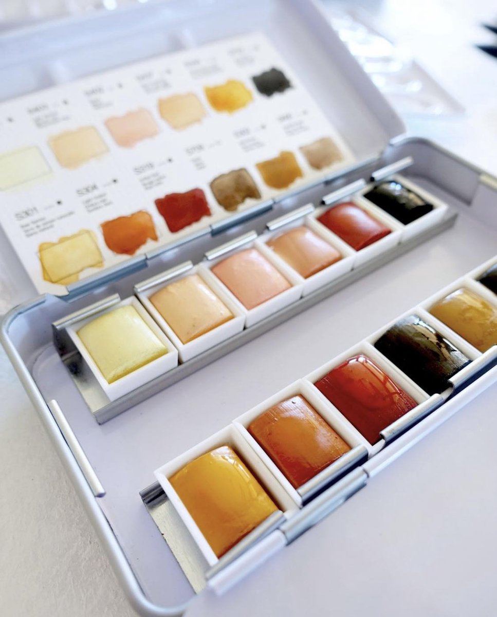 Phoenix - Aquarelverf - Set van 12 halve napjes in metalen doos - Skintone kleuren