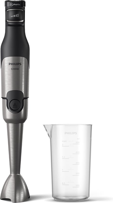 Philips Staafmixer HR2681/00 - 1200 Watt - Inclusief Maatbeker – Geschikt voor Smoothies, Soep en Harde Ingrediënten - Snelheid Regelbaar - RVS - Zwart