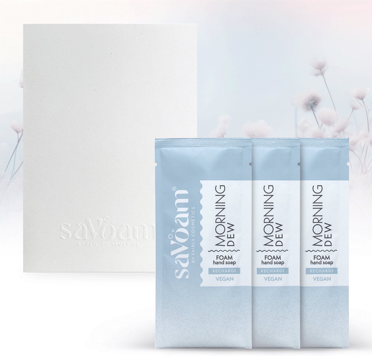 Goedkoopste Schuimende Handzeep - saVoam refill Morning Dew - Navulling - 3 x 25.5 gram - Vegan - Duurzaam - Hydraterend
