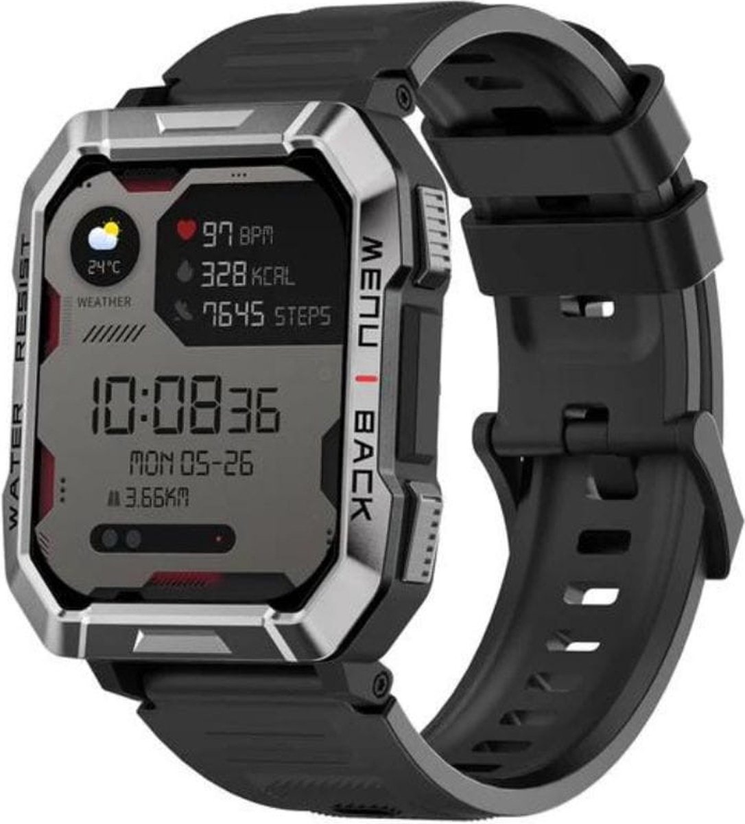 Blackview W60 Smartwatch voor heren - fitnesshorloge met telefoonfunctie (bellen/ontvangen) - kompas - IP68 waterdicht - sporthorloge met 100+ sportmodi - hartslag- en slaapmonitor - stappenteller - geschikt voor Android en iOS - Grijs