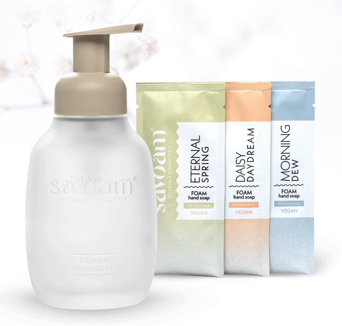 Goedkoopste Schuimende Handzeep - saVoam starterspakket - Navulling - 3 x 300 ml - Vegan - Zand - Duurzaam - Hydraterend