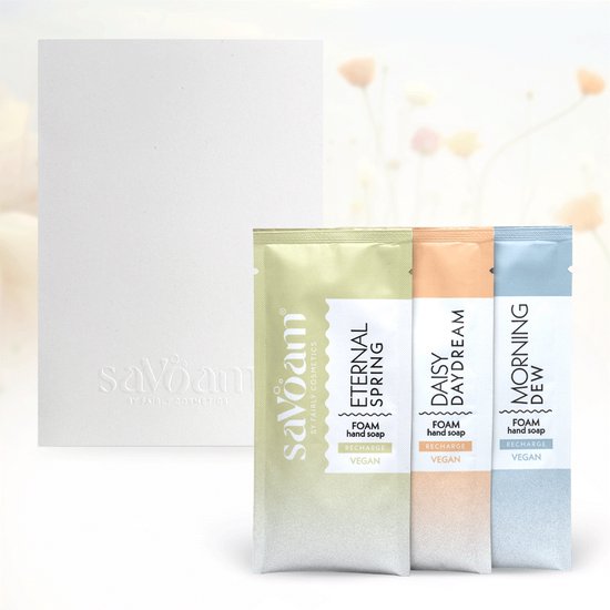 Mélange de recharge saVoam | savon mousse pour les mains | Dure 3 fois plus longtemps qu'un savon pour les mains normal | 100 % sans microplastique | Pour chaque type de peau | 97% d'ingrédients naturels