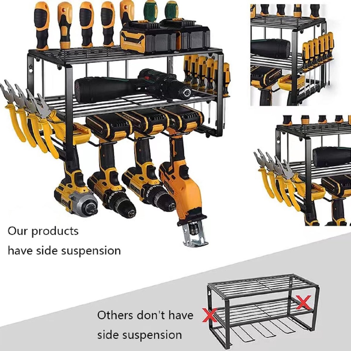 Organizer voor elektrisch gereedschap gereedschapshouder voor elektrische boor hangende wandgemonteerde garage-organizer gereedschapsplank gereedschapsorganizer
